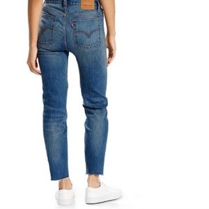 Levi's high rise white oak cone denim raw hem jean